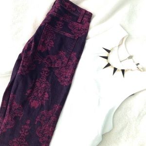 Carmar Maroon Floral High Waisted Jeans